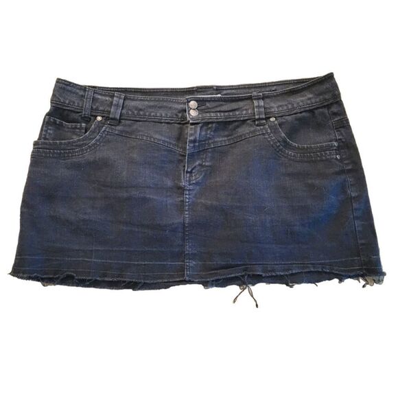 Dorothy Perkins Black Raw Hem Denim Mini Skirt - Picture 1 of 9